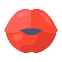 labios con amor mostrando icono de beso en diseño plano vector