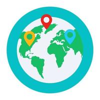 Global location icon in flat editable style vector