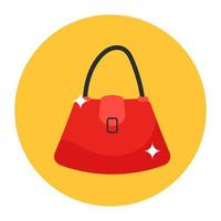 A small bag with strip, handbag icon in flat vector