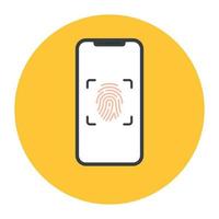 Thumbprint inside smartphone, mobile thumbprint scanning icon vector