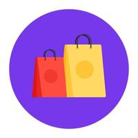 An icon design of shopping bag, flat style of handbags vector