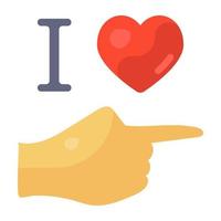 Hand gesture showing passionate feelings, flat icon of i love you vector