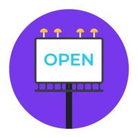 Editable vector design of shop open board icon