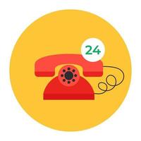 Flat design of 24hr helpline icon vector