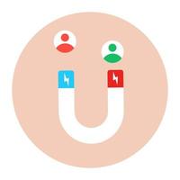 Users with horseshoe magnet, client retention in flat style vector