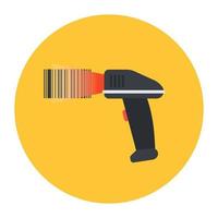 Scanning machine with price label showing concept of barcode scanner icon vector