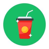 Takeaway drink in modern flat rounded style vector