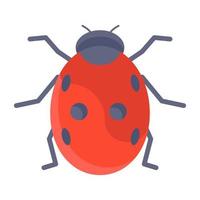 Ladybird icon in flat style, flying insect