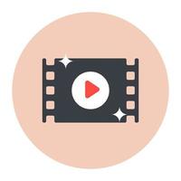 una tira de película cinematográfica, ícono de carrete de video vector