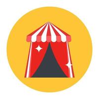 Circus tent icon in flat design, carnival vector