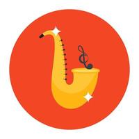 equipo de instrumentos musicales antiguos, diseño plano de icono de saxofón. vector