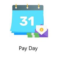 Flat gradient vector of payday, calendar with financial letter