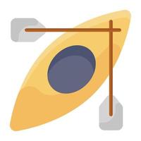 Boat with oar, canoe boat in modern flat style vector