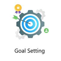 Flat gradient vector of goal setting, dart inside gear