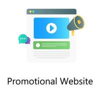Megaphone with webpage, promotional website flat gradient vector