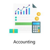 Business accounting statement with calculator, gradient vector of accounting