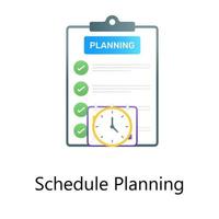 reloj con lista de verificación, vector de gradiente plano de planificación de horarios
