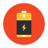Battery cell icon, flat rounded vector design.