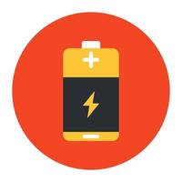 Battery cell icon, flat rounded vector design.