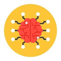 Lateral thinking concept, brain connected with network nodes vector