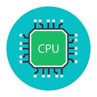 Computer chip, flat rounded icon vector