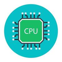 Computer chip, flat rounded icon vector