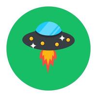 Spaceship icon in flat rounded style, spacecraft concept vector