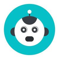 Robot face vector, editable flat rounded style vector