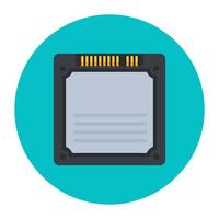 Computer chip icon, flat rounded vector