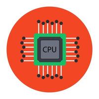 Computer chip icon, flat rounded vector