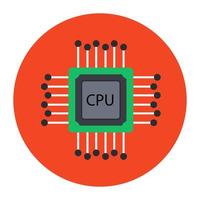 Computer chip icon, flat rounded vector