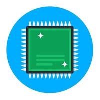 Computer chip icon, flat rounded vector