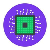 Computer chip icon, flat rounded vector