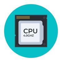 Computer chip icon, flat rounded vector