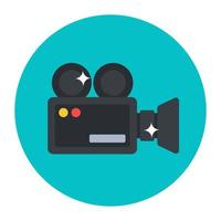 Flat rounded icon of professional movie camera vector