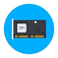 Cpu processor chip in modern flat rounded style vector