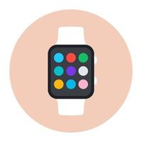 icono redondeado plano moderno de reloj inteligente vector