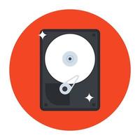 Hard disk icon, flat rounded vector in editable style