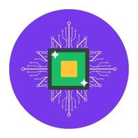 Microprocessor in editable flat rounded style vector