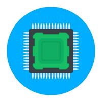 Computer chip icon, flat rounded vector