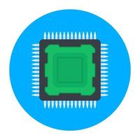 icono de chip de computadora, vector plano redondeado