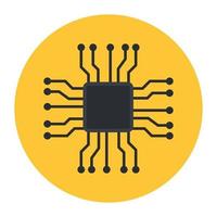 icono de chip de computadora, vector plano redondeado