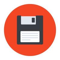 Electronic floppy disc icon in flat vector design.