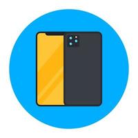 Icon of smartphone in editable flat sounded style vector