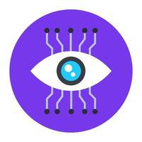 un diseño de icono de vector plano de ojo mecánico, ojo cibernético