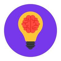 Editable vector style of brain inside bulb, brainstorming concept