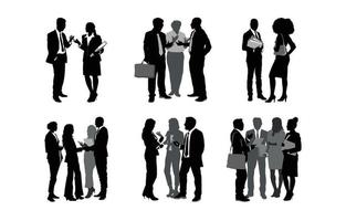 Group of Business People Discussing Silhouettes vector