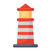 Sea navigation tower, trendy vector of lighthouse