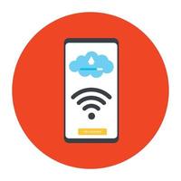 A flat vector of mobile wifi, signals inside smartphone and cloud