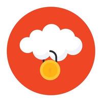 Cloud computing icon, cloud with mouse in flat rounded style vector